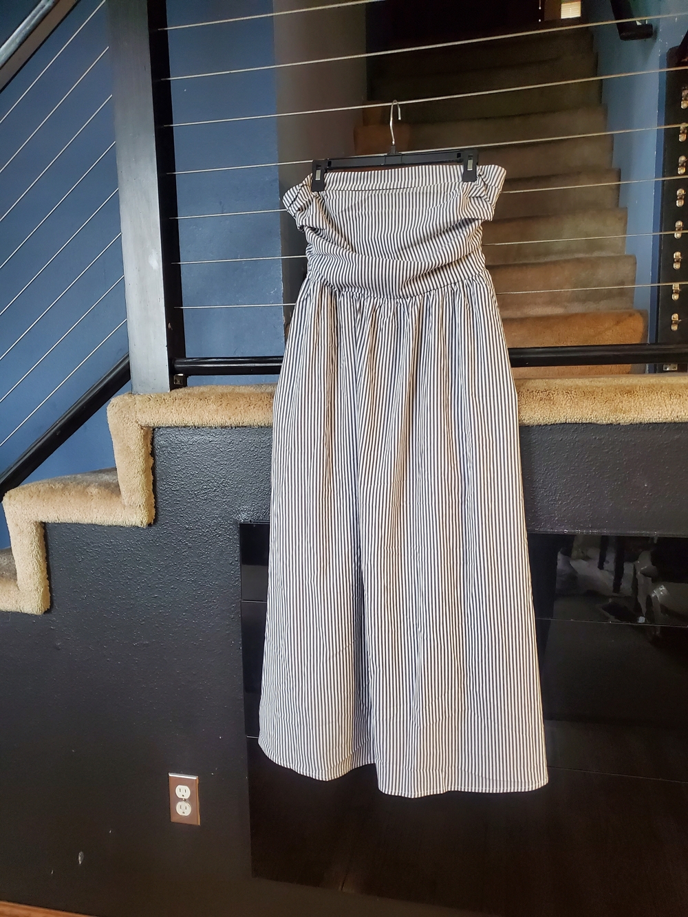 Striped High-Waist Maxi Skirt - Black & White